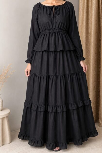 Black Tiered Maxi Skirt